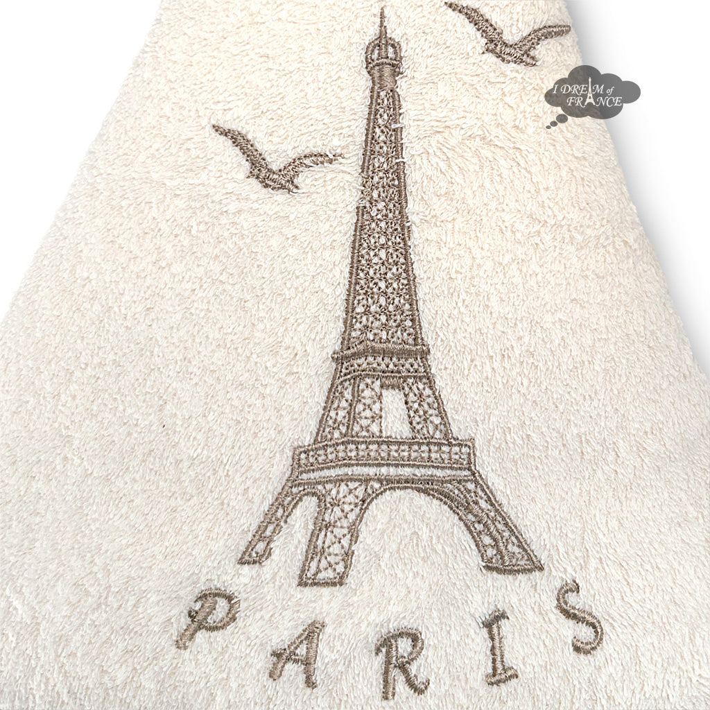 Round Terry Hand Towel Eiffel Tower Cream by Coton Blanc