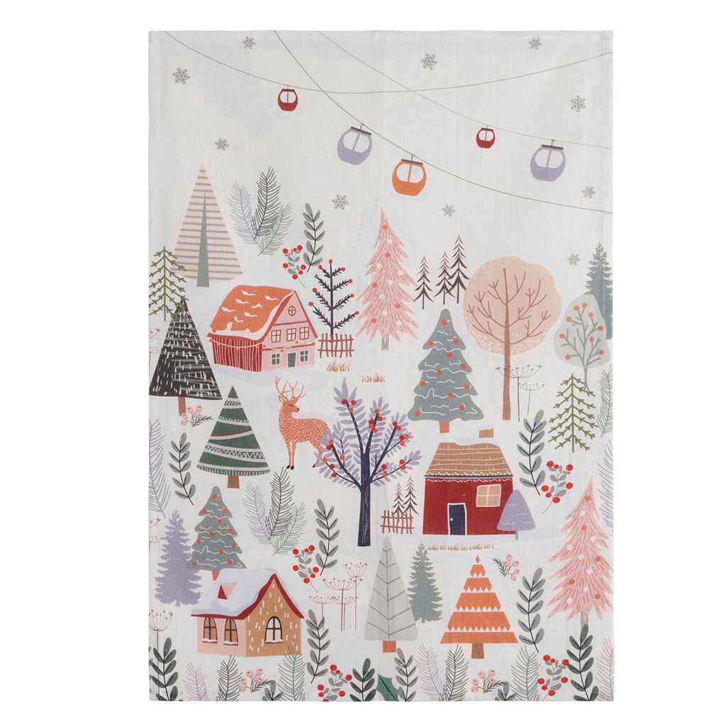 Christmas Forest (Foret de Noel) French 100% Linen Dish Towel by Coucke