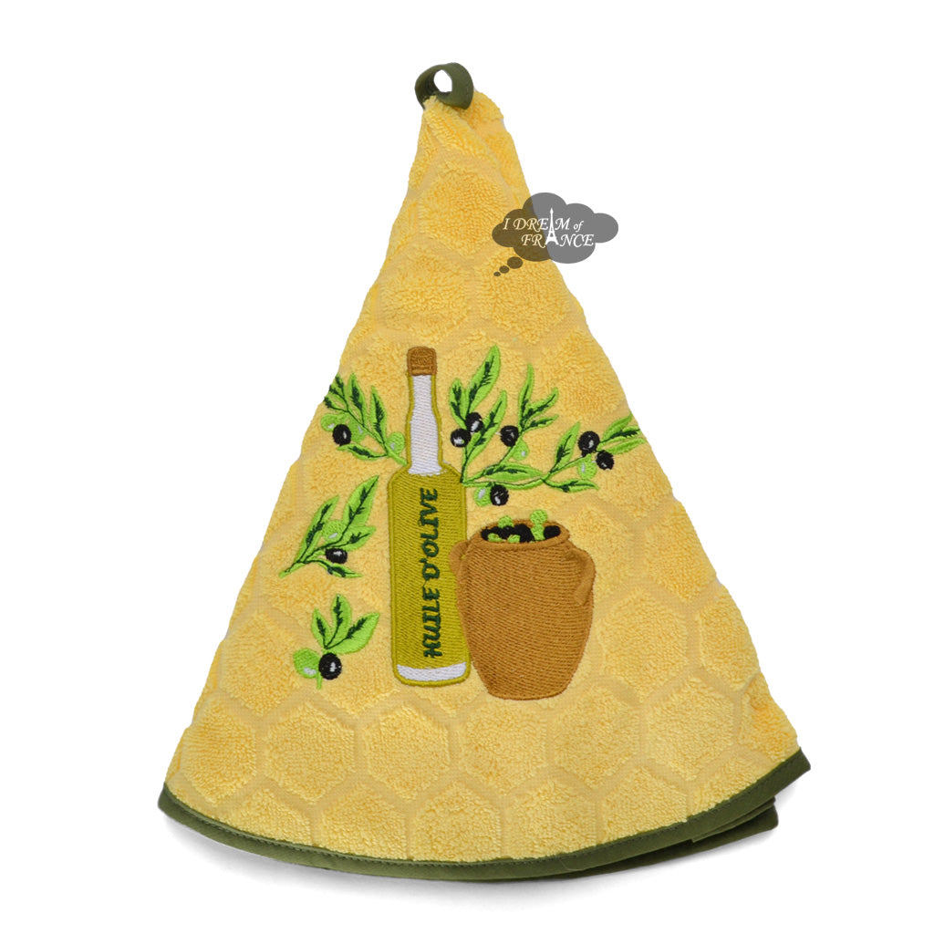 Round Terry Hand Towel Olive Oil Yellow by Coton Blanc