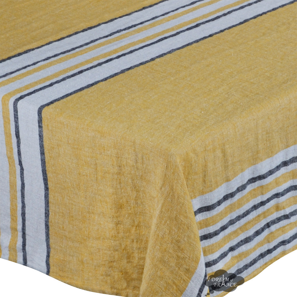 62" Square Zonza Safran French Linen Tablecloth by Harmony