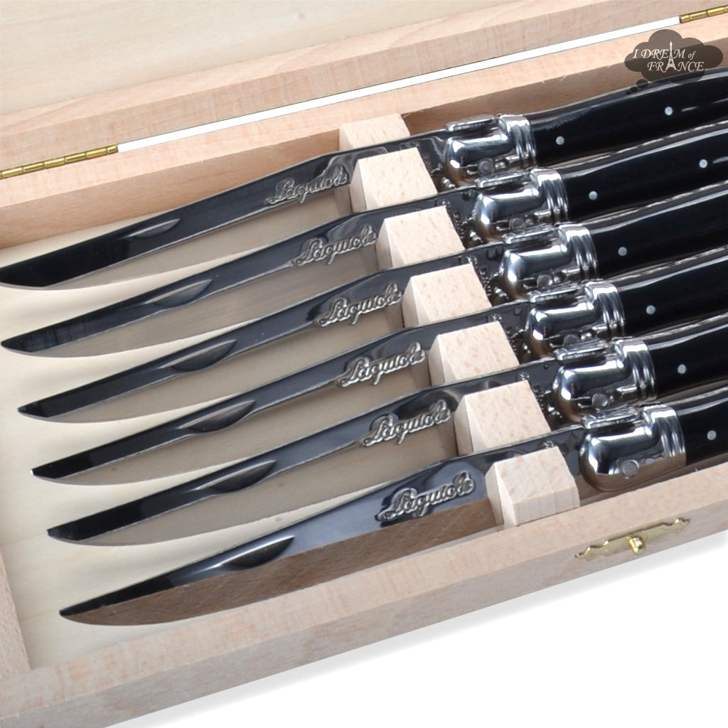 Laguiole Jean Dubost DeLuxe Table knives set of 6 - Black Handles