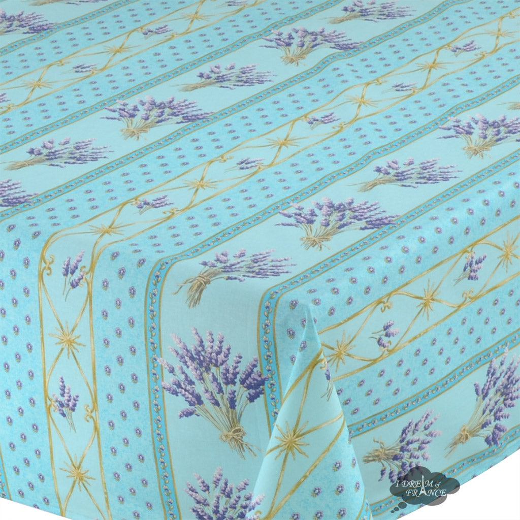 60x 96" Rectangular Lavender Blue Cotton Coated Provence Tablecloth by Le Cluny