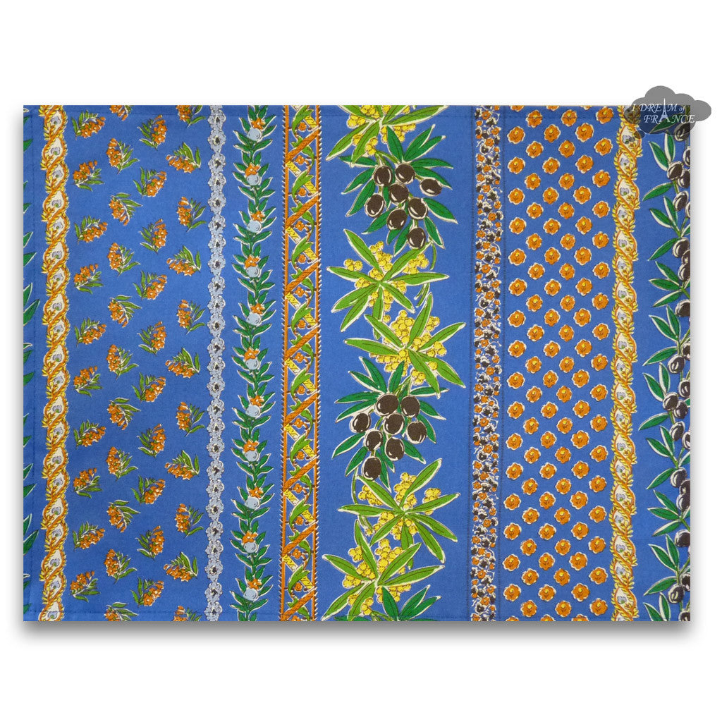 Olives Blue Coated Reversible Placemat  by Le Cluny