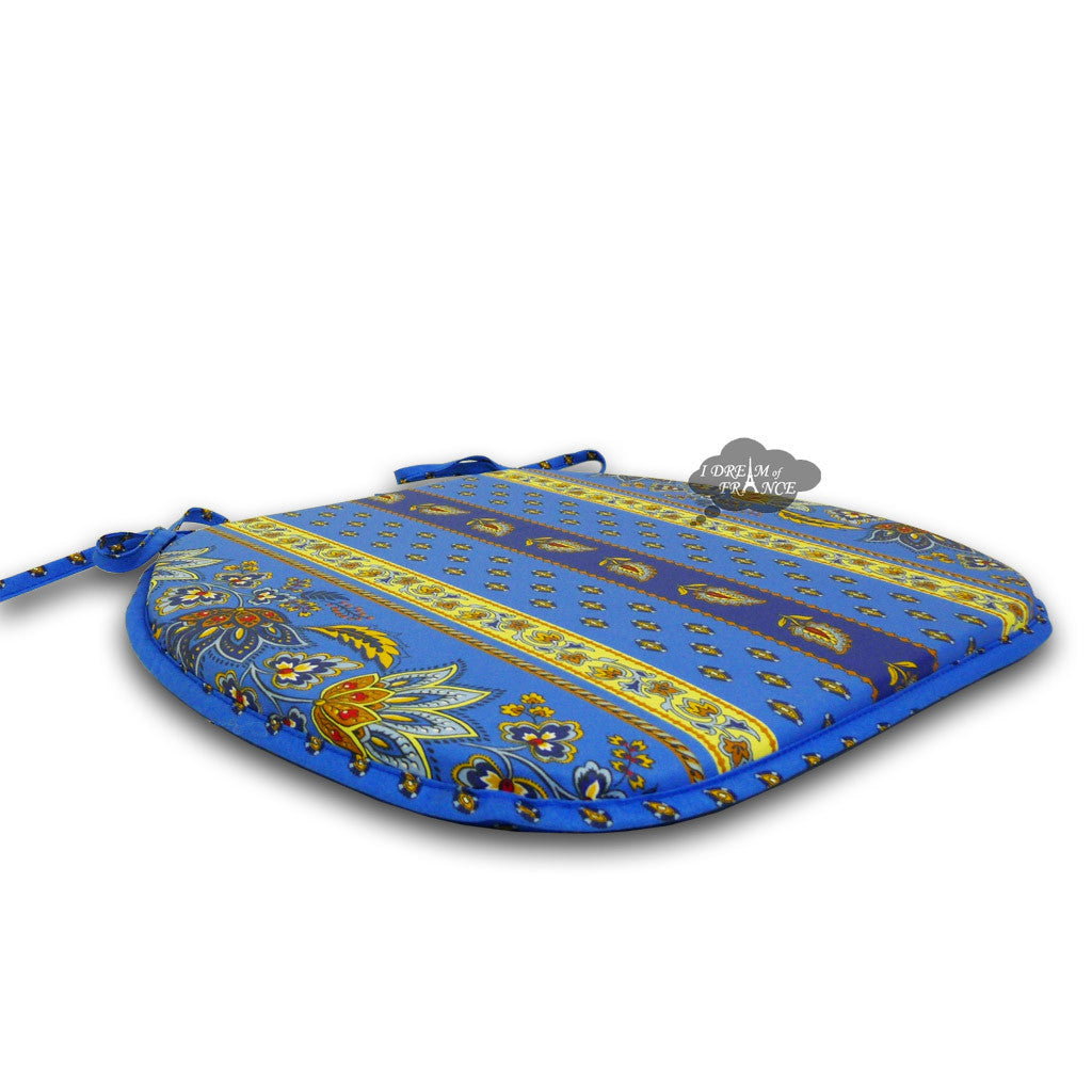 Lisa Blue Coated French Style Chair Pad by Le Cluny