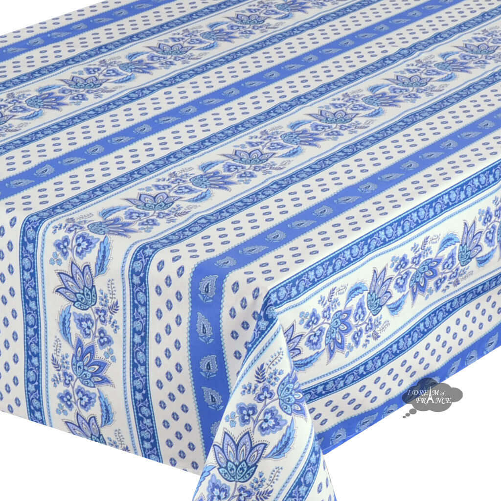 52x72" Rectangular Lisa White Cotton Coated French Country Tablecloth by Le Cluny