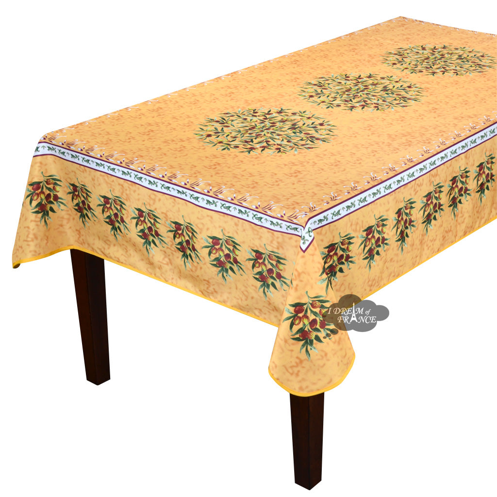 Provence Olivier Yellow French Provencal Polyester Tablecloth - 59x92" Rectangular