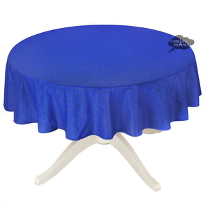 70" Round Calisson Sapphire Blue Allover Acrylic-Coated Cotton Tablecloth by Tissus Toselli