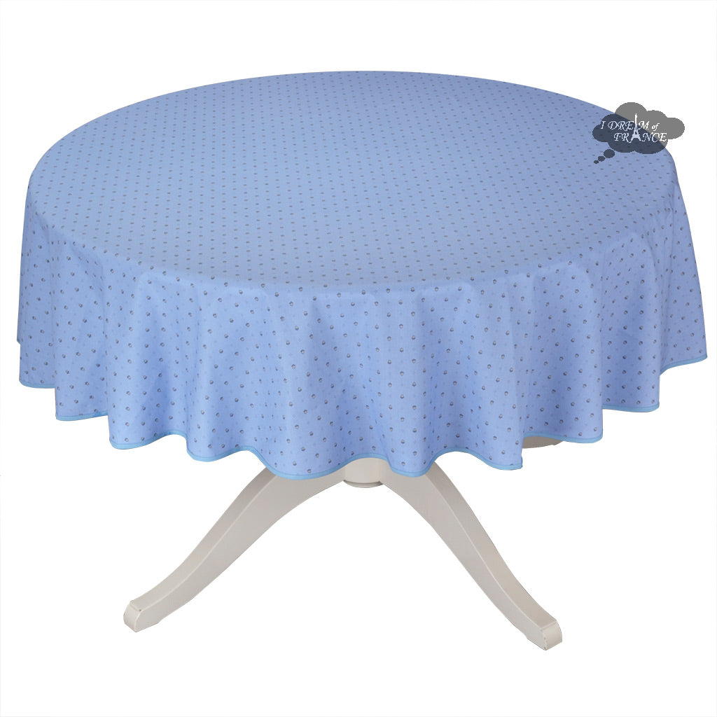 70" Round Calisson Sky Blue Allover Coated Cotton Tablecloth by Tissus Toselli
