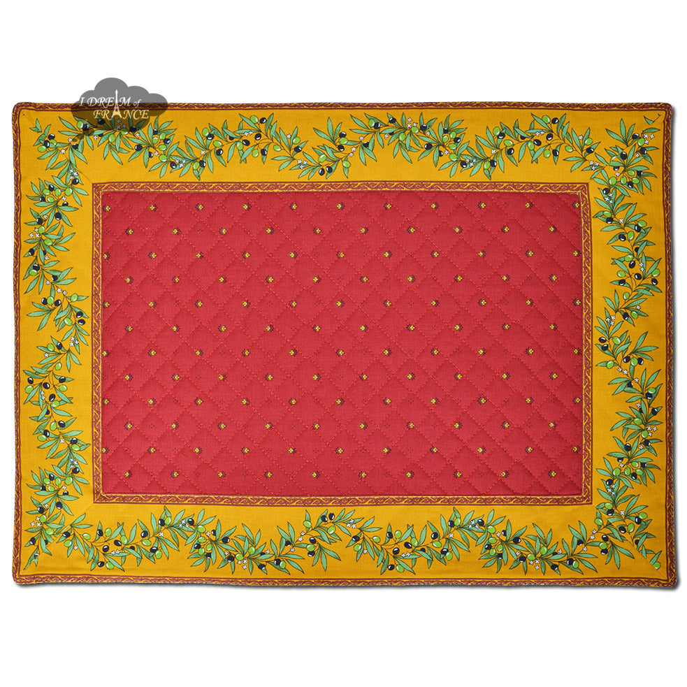 Ramatuelle Yellow & Red Quilted Placemat by Tissus Toselli