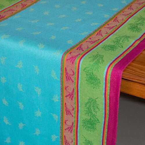 20x58" Cezanne Blue Jacquard Cotton Table Runner by L'Ensoleillade