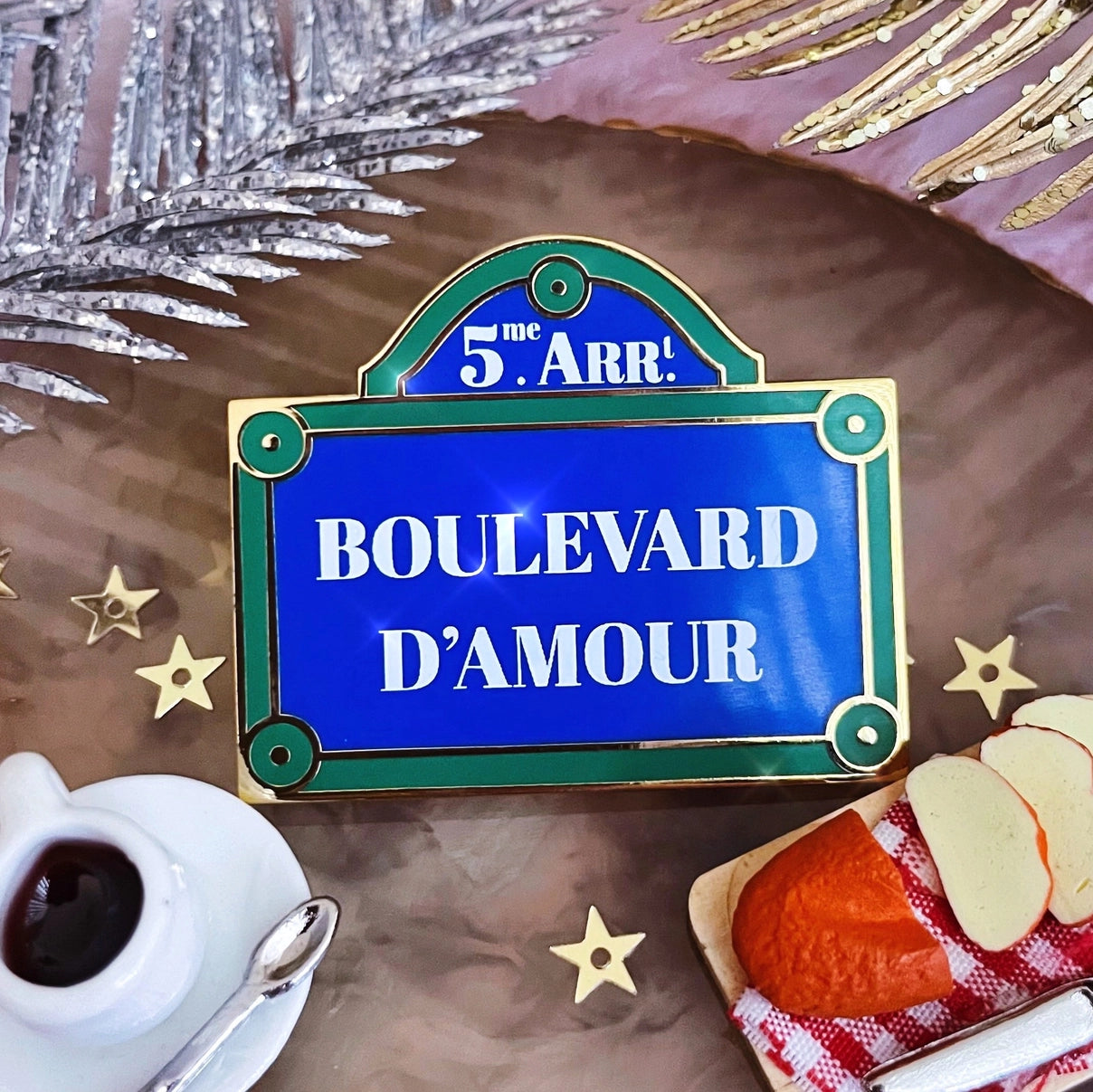 Paris Street Sign Boulevard d'Amour Enamel Pin