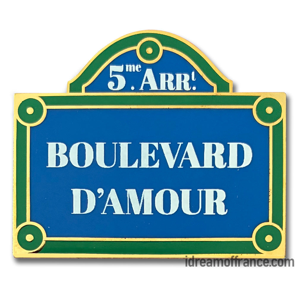 Paris Street Sign Boulevard d'Amour Enamel Pin