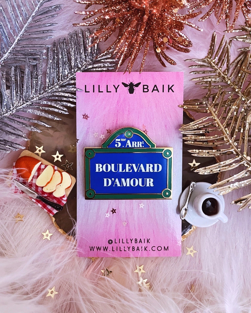 Paris Street Sign Boulevard d'Amour Enamel Pin