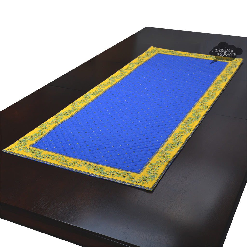 Calisson Blue & Yellow Quilted Table Runner by Tissus Toselli