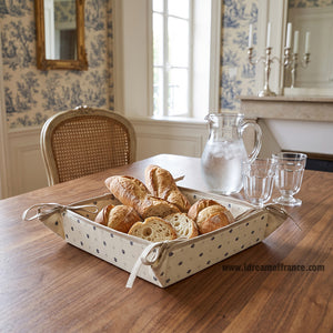 French bread basket - Acrylic-coated Cotton - Calisson cream & beige | Tissus Toselli - Lifestyle