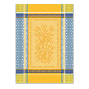 Cedrat Yellow & Blue French Cotton Jacquard Dish Towel by Tissus Toselli