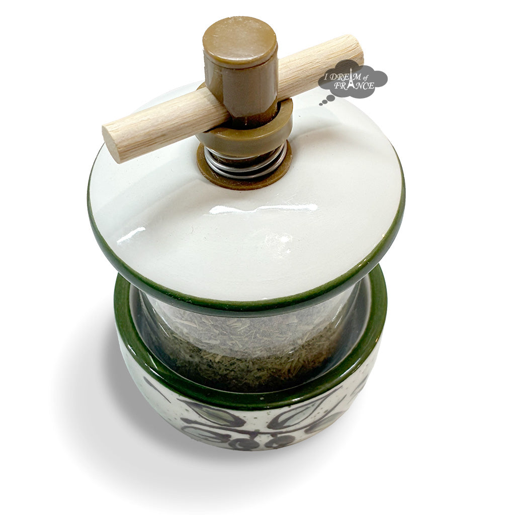 Ceramic Mill with Herbes de Provence - Olives Ivory & Green