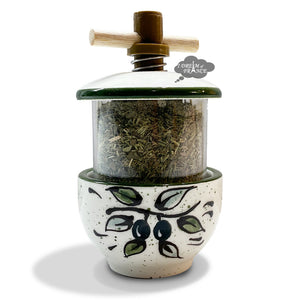 Ceramic Mill with Herbes de Provence - Olives Ivory & Green