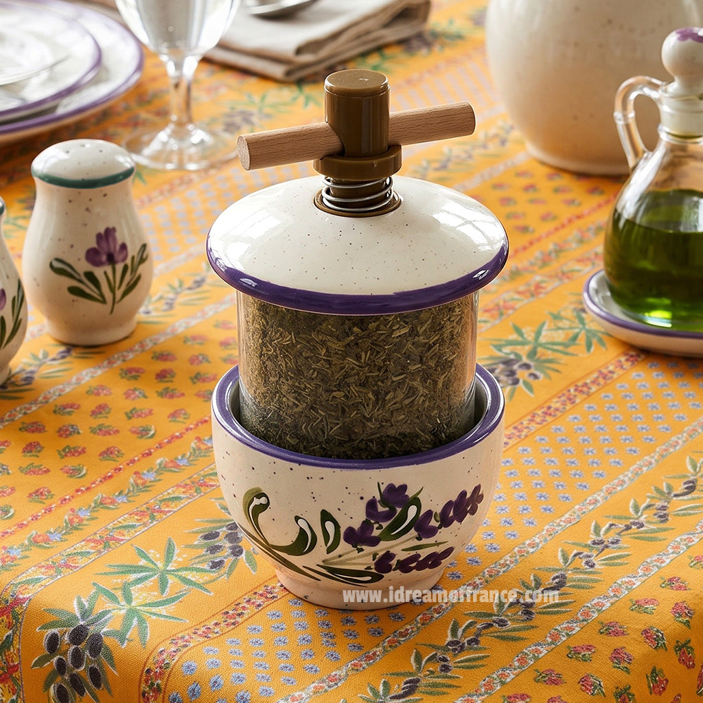 Ceramic Herb Mill - Loaded with genuine Herbes de Provence - Lavender Ivory | Terres & Couleur