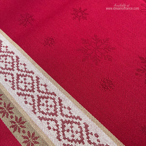 20x64" Christmas Spirit Red Jacquard Cotton Table Runner by Tissus Toselli