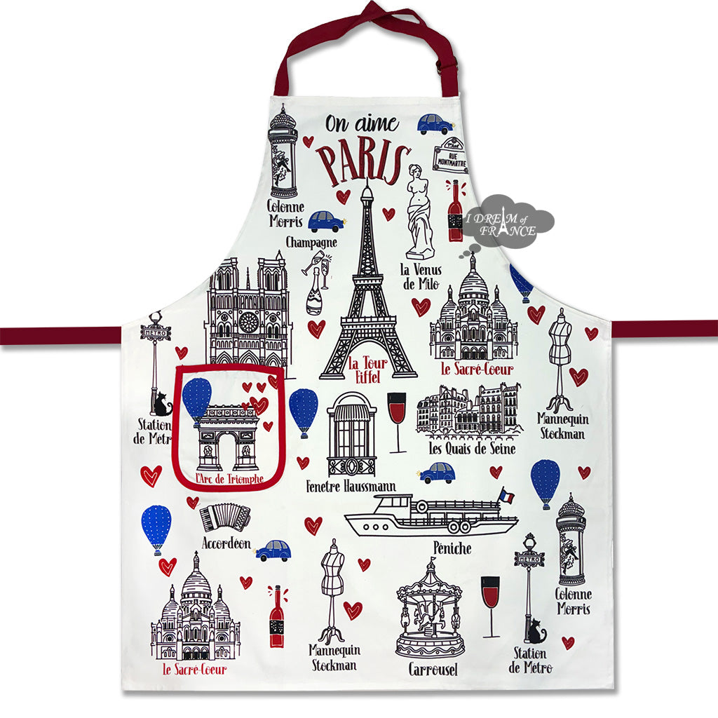 We Love Paris Cotton Kitchen Apron by Coton Blanc