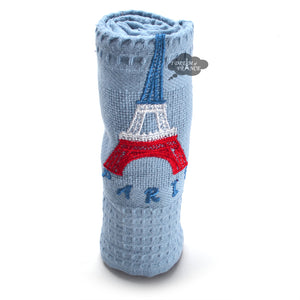 Eiffel Tower Blue Waffle-Weave Kitchen Towel by Coton Blanc