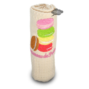 Macarons of Paris Cream Waffle-Weave Kitchen Towel by Coton Blanc