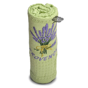 Provence Lavender Bouquet Pistachio Waffle-Weave Kitchen Towel by Coton Blanc