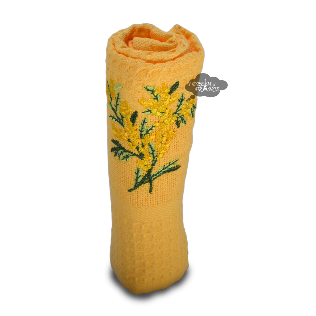 Provence Mimosa Yellow Waffle-Weave Kitchen Towel by Coton Blanc