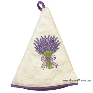 French Hand Towel - Terry cotton - Round hanging - Lavender Ivory | Coton Blanc
