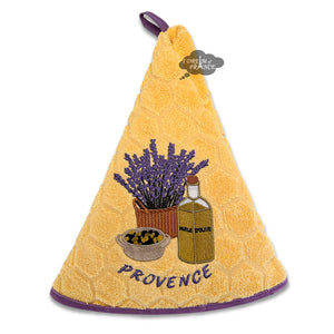 Round Terry Hand Towel Olive Oil and Lavender Yellow by Coton Blanc