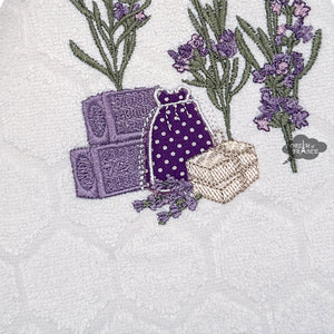 Round Terry Cotton Hand Towel French Lavender White by Coton Blanc