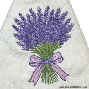 French Hand Towel - Terry cotton - Round hanging - Lavender white | Coton Blanc