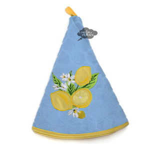 Round Terry Hand Towel Lemon Blue by Coton Blanc