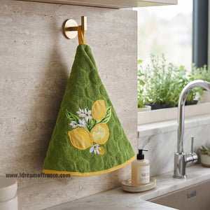 French Hand Towel - Terry cotton - Round hanging - Lemon green | Coton Blanc - Lifestyle
