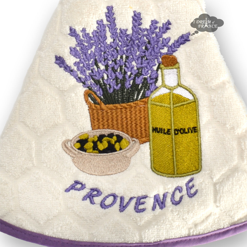 Round Terry Hand Towel Olive Oil and Lavender Cream by Coton Blanc