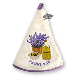 Round Terry Hand Towel Olive Oil and Lavender Cream by Coton Blanc