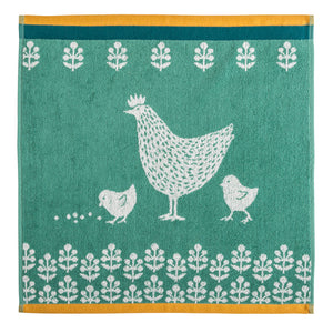 Hen (Cocotte) Terry Square Cotton Towel by Coucke