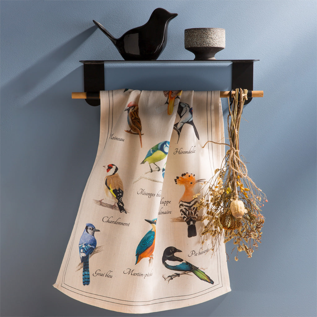 The Birds (Les Oiseaux) French Linen Cotton Blend Dish Towel by Coucke