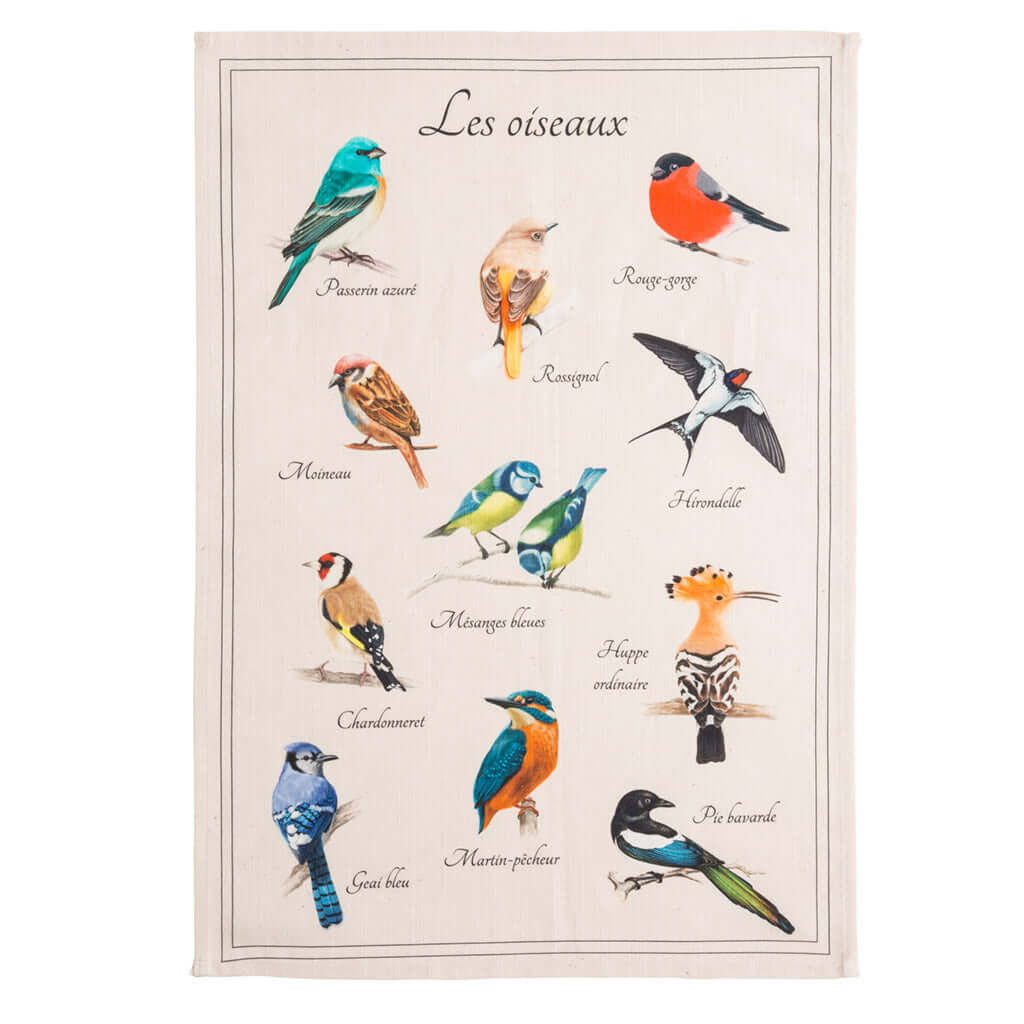 The Birds (Les Oiseaux) French Linen Cotton Blend Dish Towel by Coucke