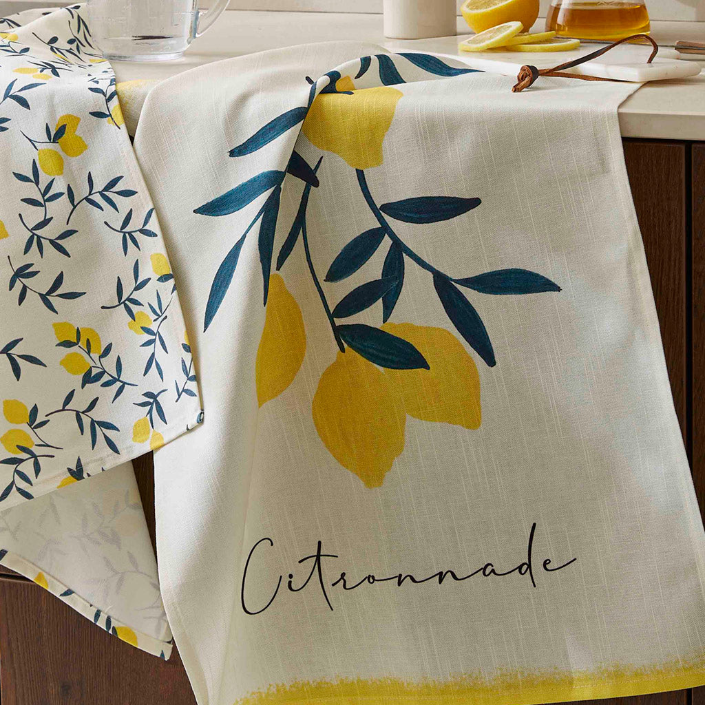 Citronnade (Lemonade) French Linen Cotton Blend Dish Towel by Coucke