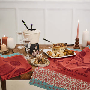 Raclette Season (La Saison des Raclettes) French Jacquard Cotton Dish Towel by Coucke