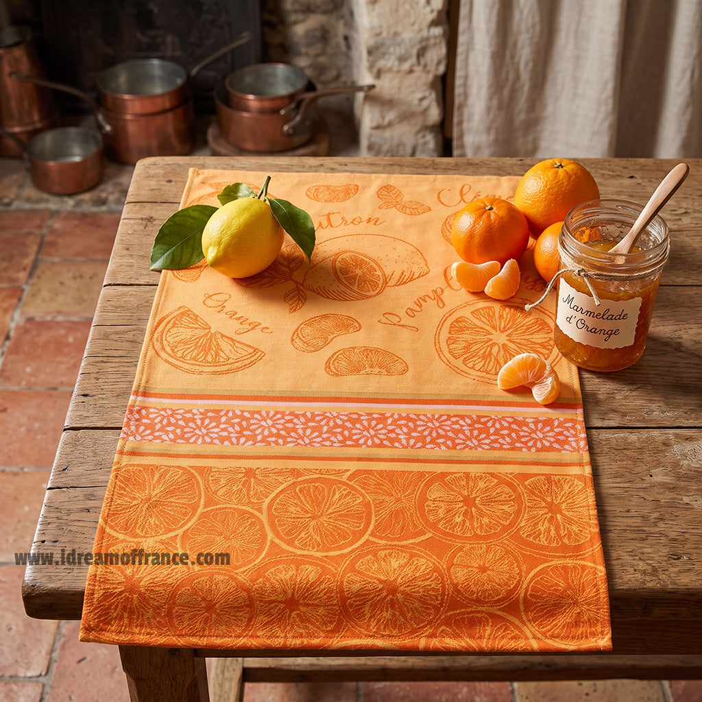 Citrus (Agrumes) French Jacquard Dish Towel by Coucke