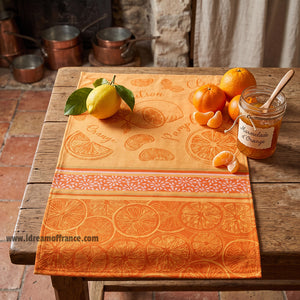 French kitchen towel - Jacquard cotton - Reversible - Citrus | Coucke