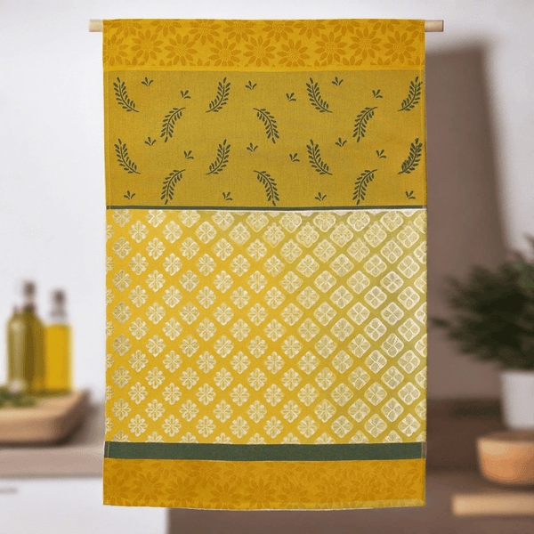 Hummingbird Jacquard Kitchen Dish Towel - Turquoise/Green, 100% Cotton, Made In Czech Republic