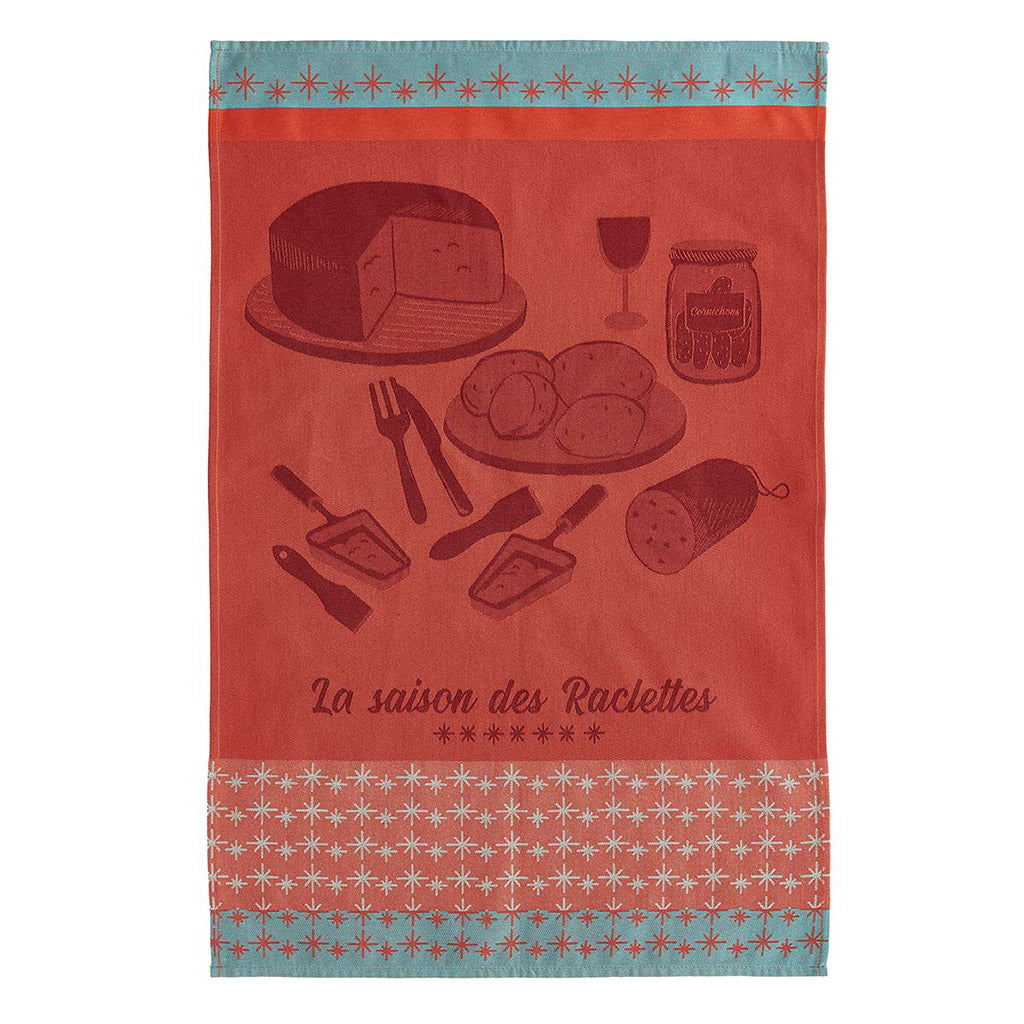Raclette Season (La Saison des Raclettes) French Jacquard Cotton Dish Towel by Coucke
