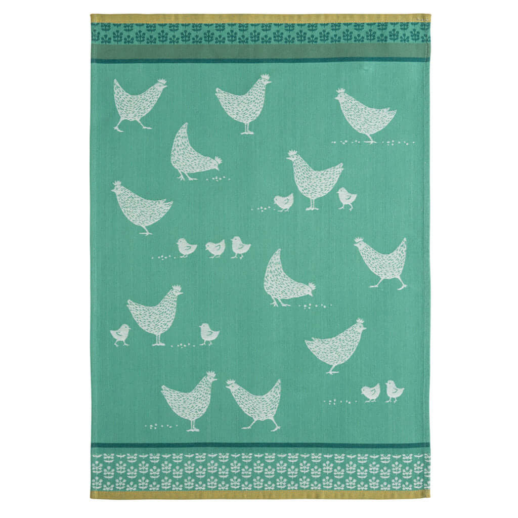 Chicks (Poulettes) French Jacquard Cotton Dish Towel by Coucke