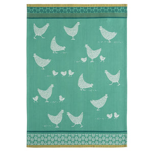 Chicks (Poulettes) French Jacquard Cotton Dish Towel by Coucke
