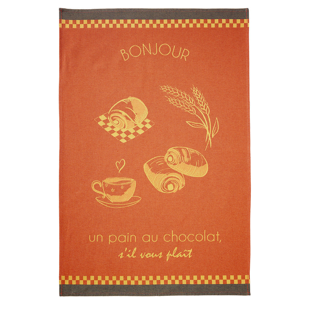 French kitchen towel - Jacquard cotton - Reversible - Pain au chocolat | Coucke