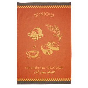 French kitchen towel - Jacquard cotton - Reversible - Pain au chocolat | Coucke